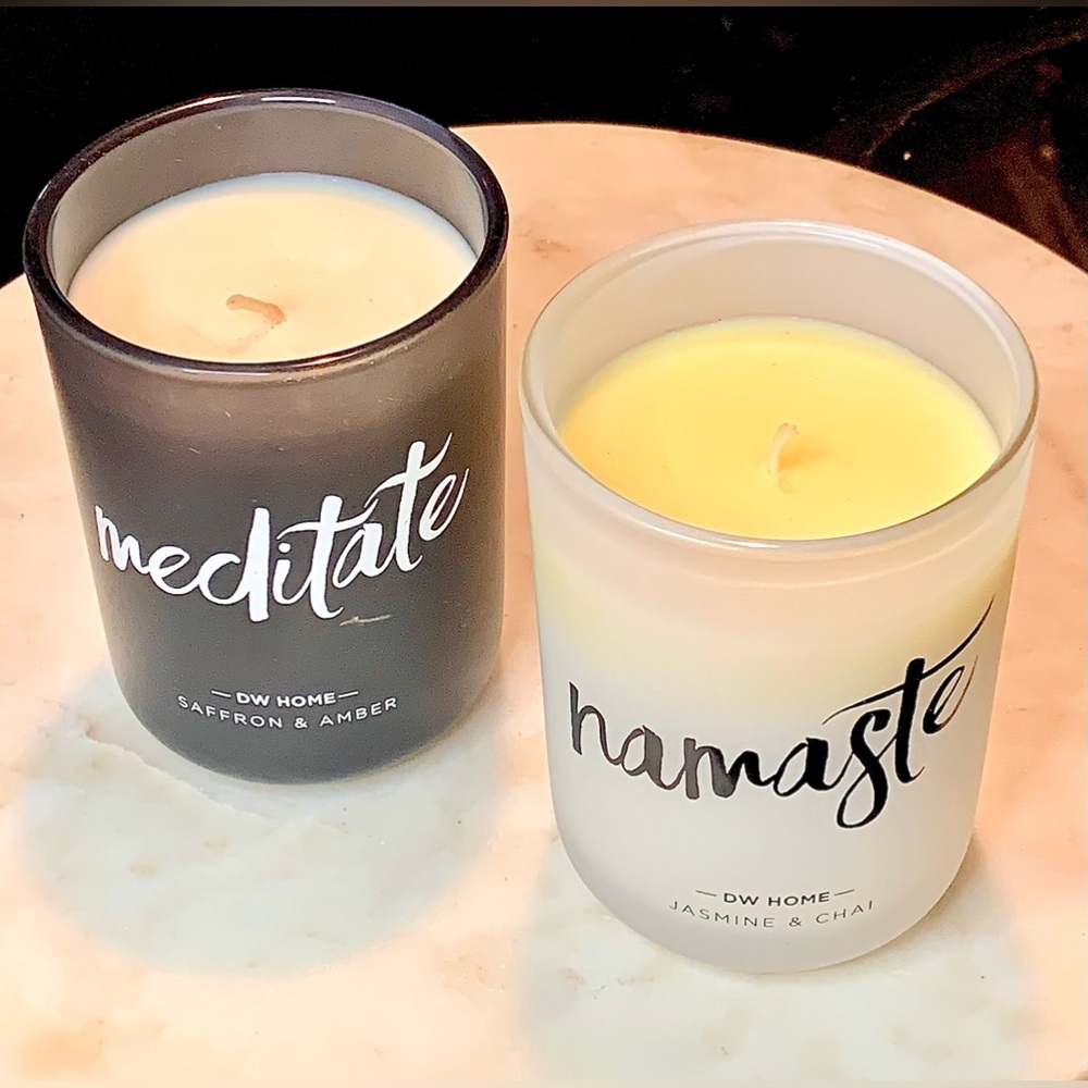 DW HOME CANDLE MEDITATE NAMASTE SAFRON AMBER JASMINE CHI DUO 7.6oz EACH SOY NEW - Picture 2 of 11